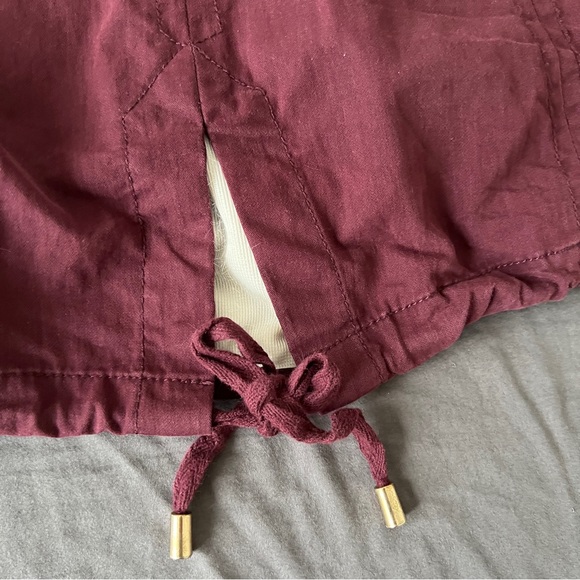 Ever New Faux Fur Lined Jacket Burgundy Gold Accents Size 2 Removable Lining - Picture 7 of 12